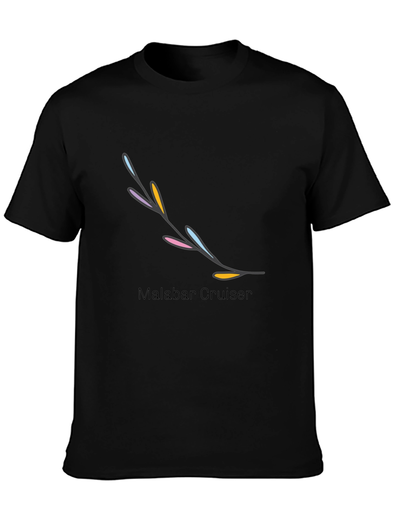 Trendy Black Graphic Tee with Artistic Branch Design