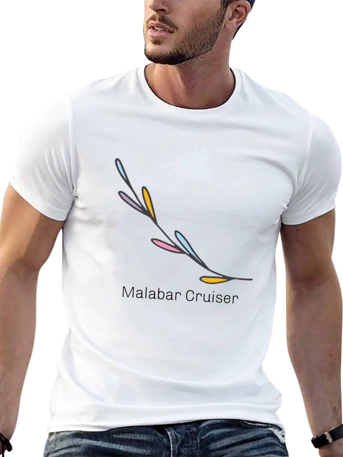 Trendy Black Graphic Tee with Artistic Branch Design