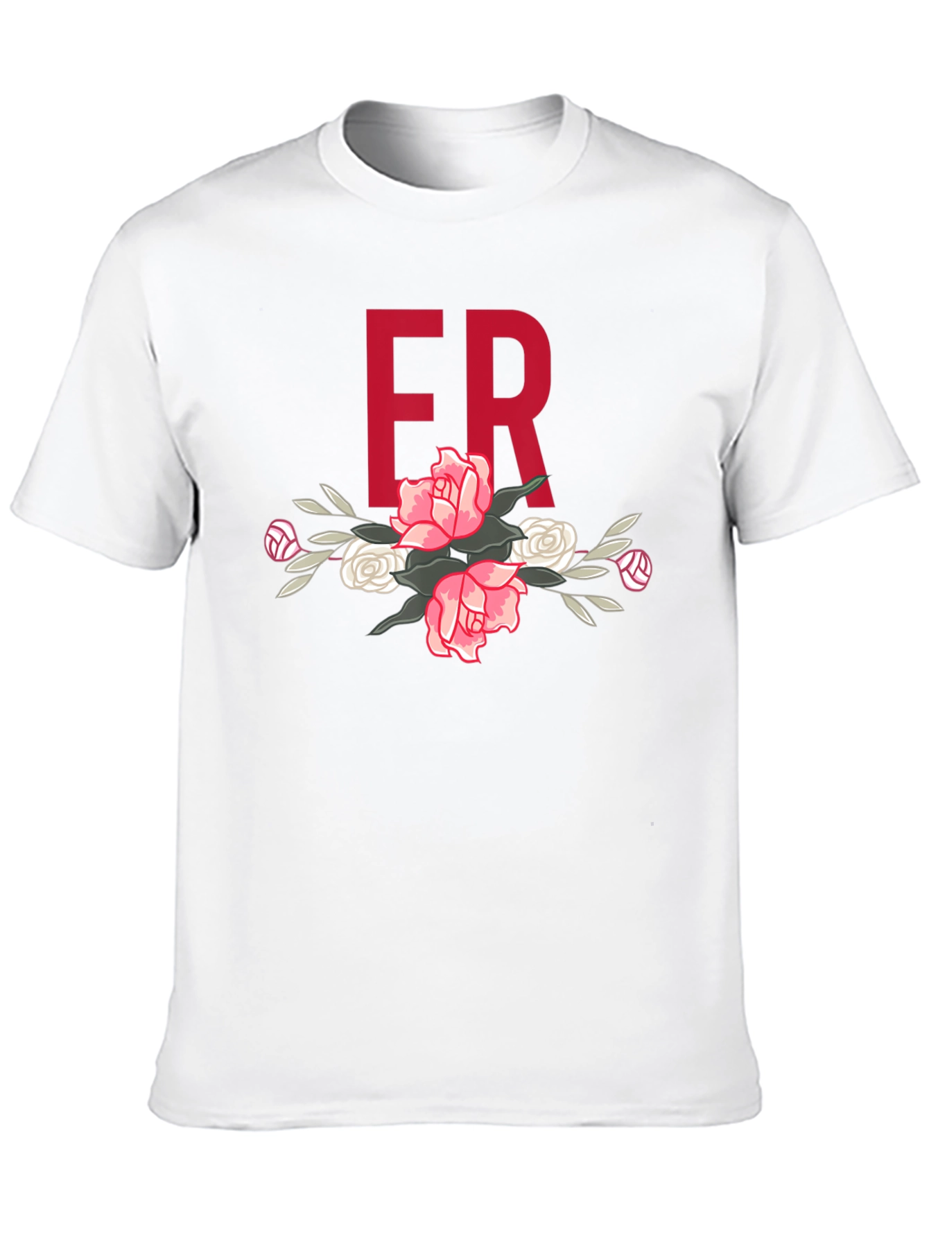 Floral ER Initial T-Shirt - Stylish Black Tee