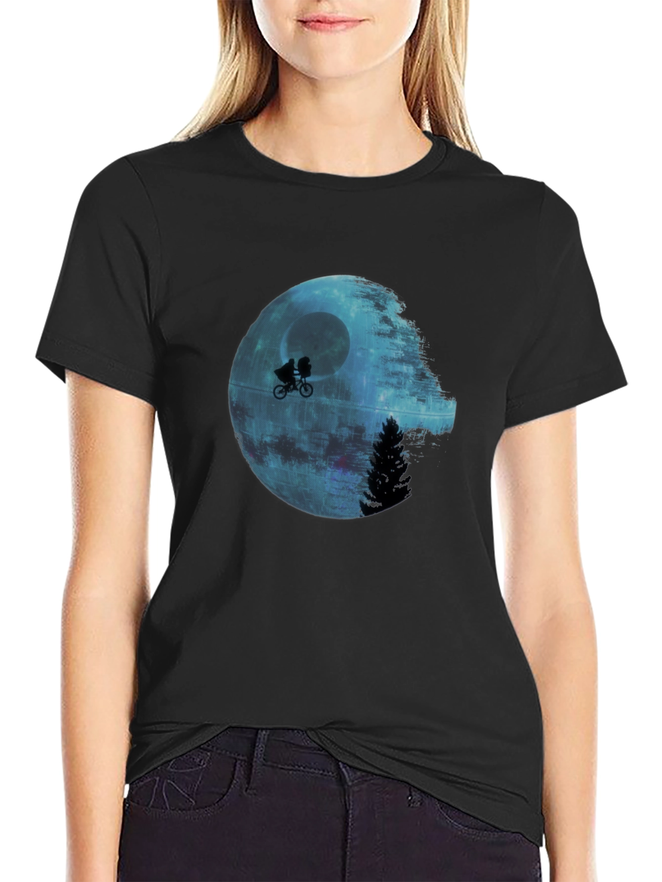 Star Wars Death Star E.T. Parody Black T-Shirt