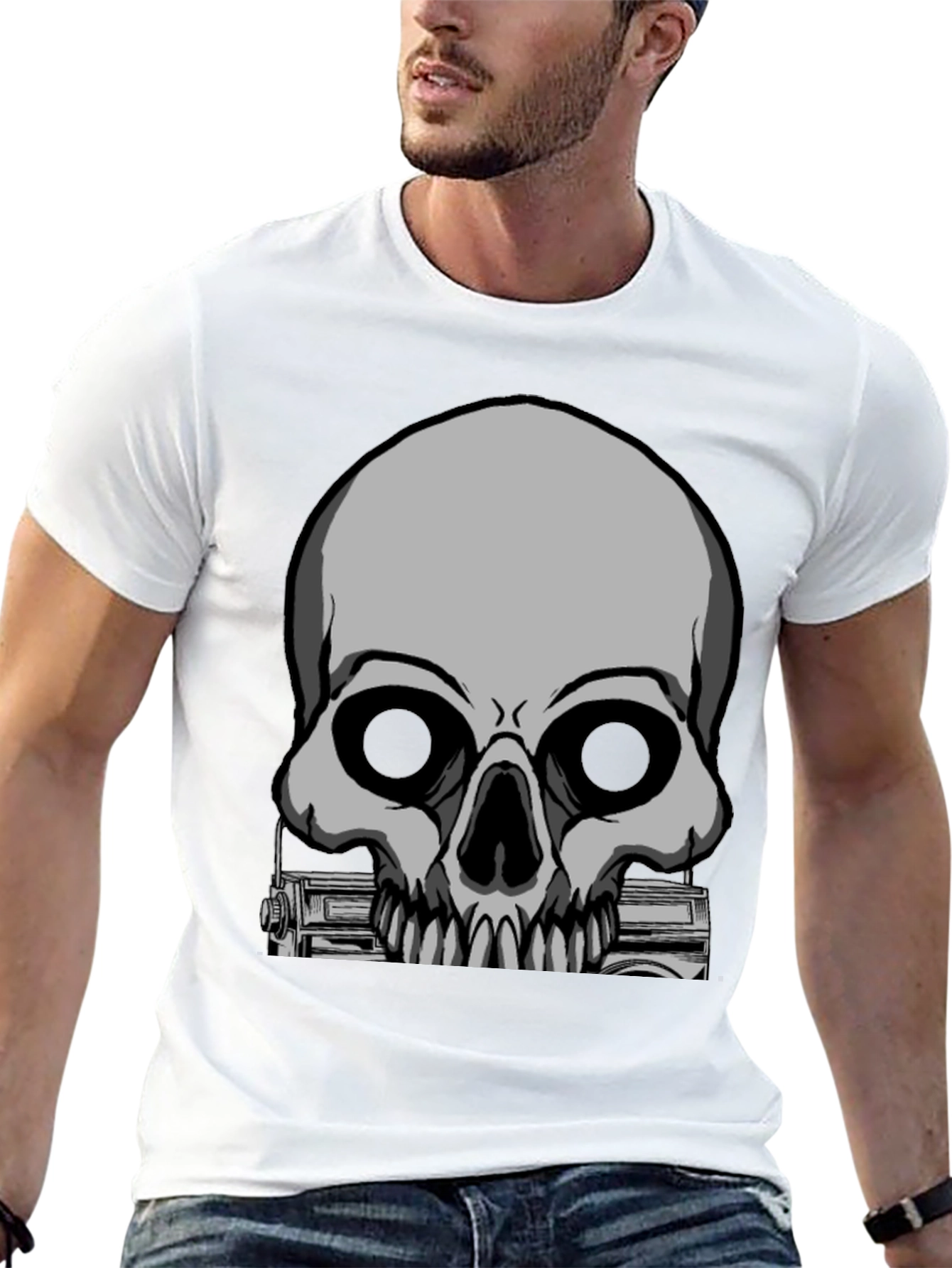 Skull & Radio Graphic Black T-Shirt