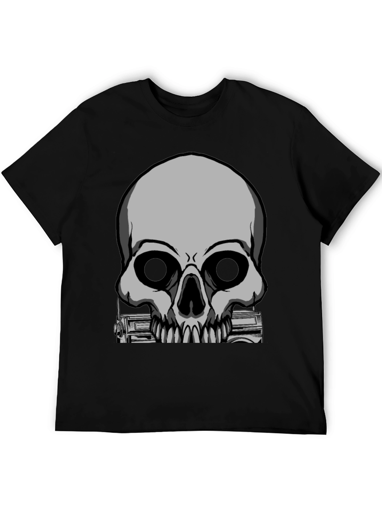 Skull & Radio Graphic Black T-Shirt