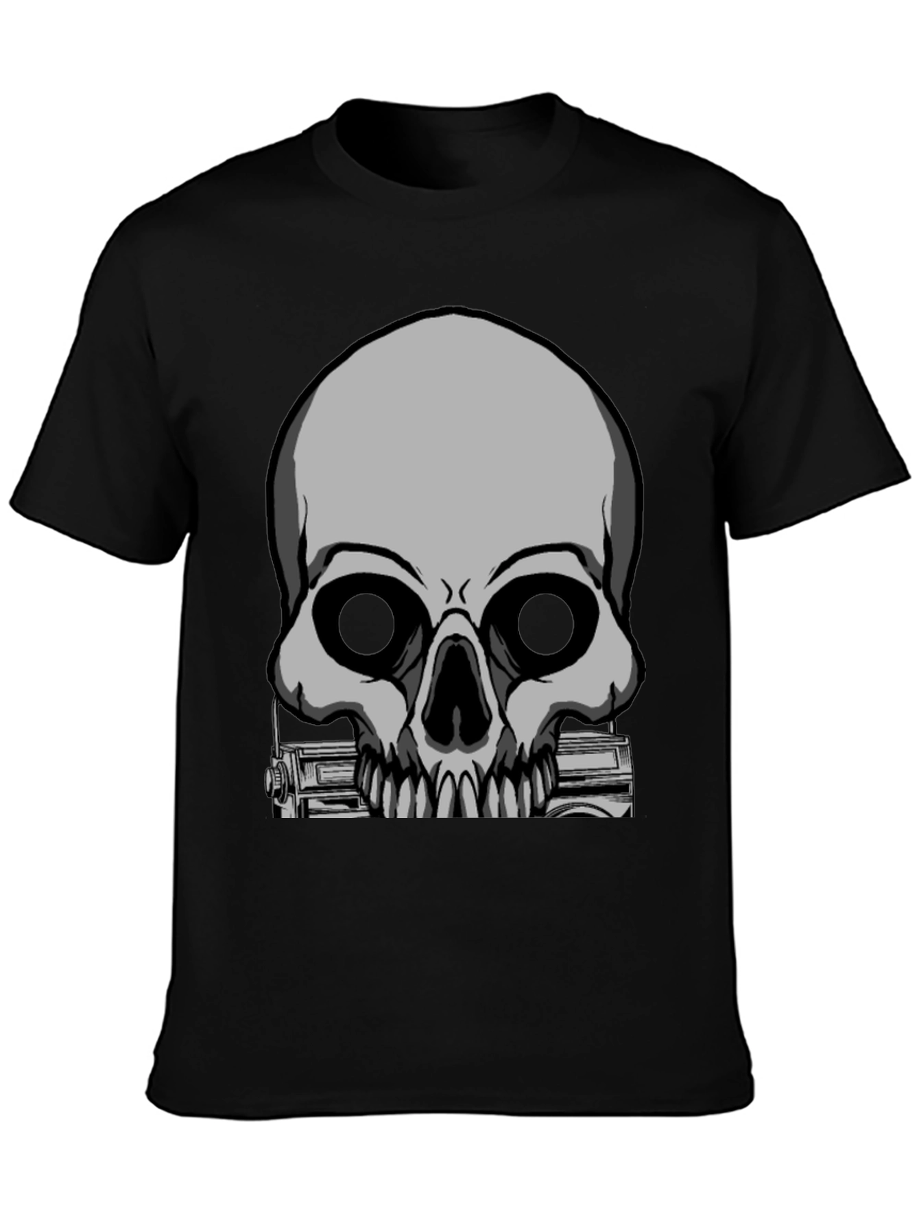 Skull & Radio Graphic Black T-Shirt