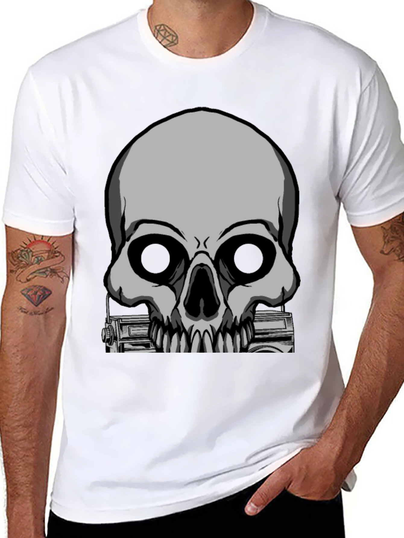 Skull & Radio Graphic Black T-Shirt