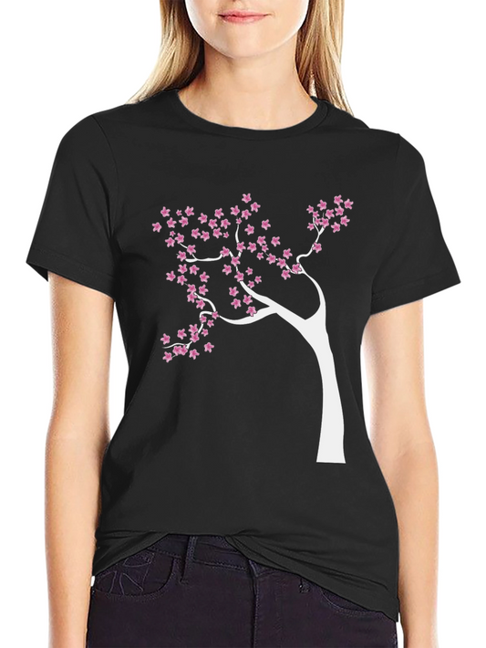 Blossom Tree Graphic Tee - Stylish Black Cotton T-Shirt