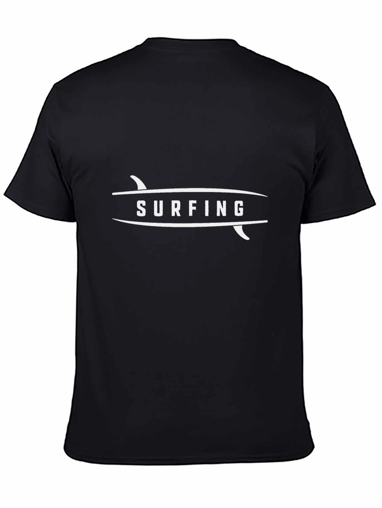 Surfing Graphic T-Shirt Black Surfboard Design