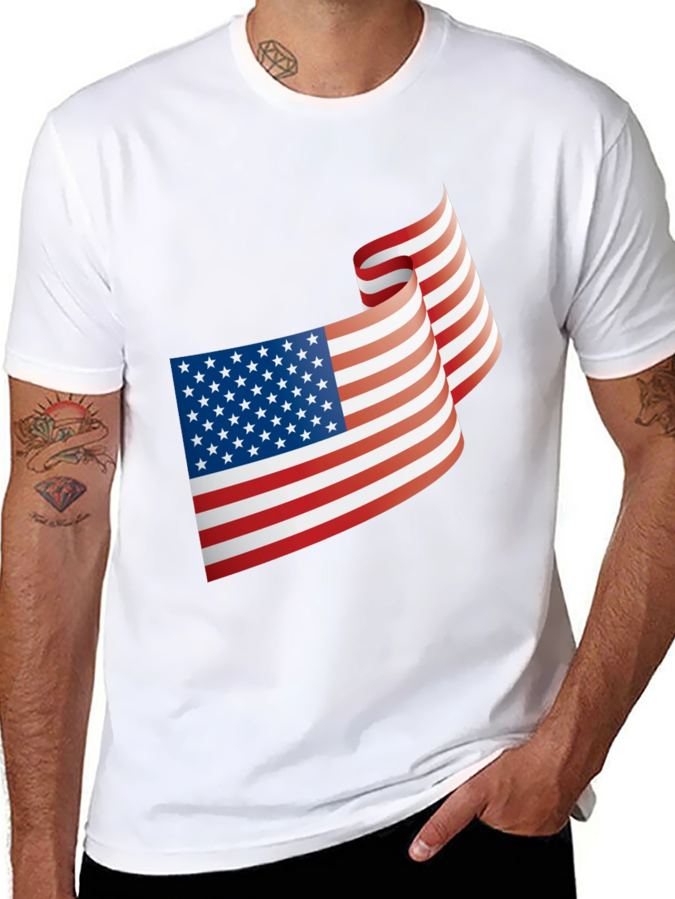 Patriotic USA Flag Graphic Black T-Shirt