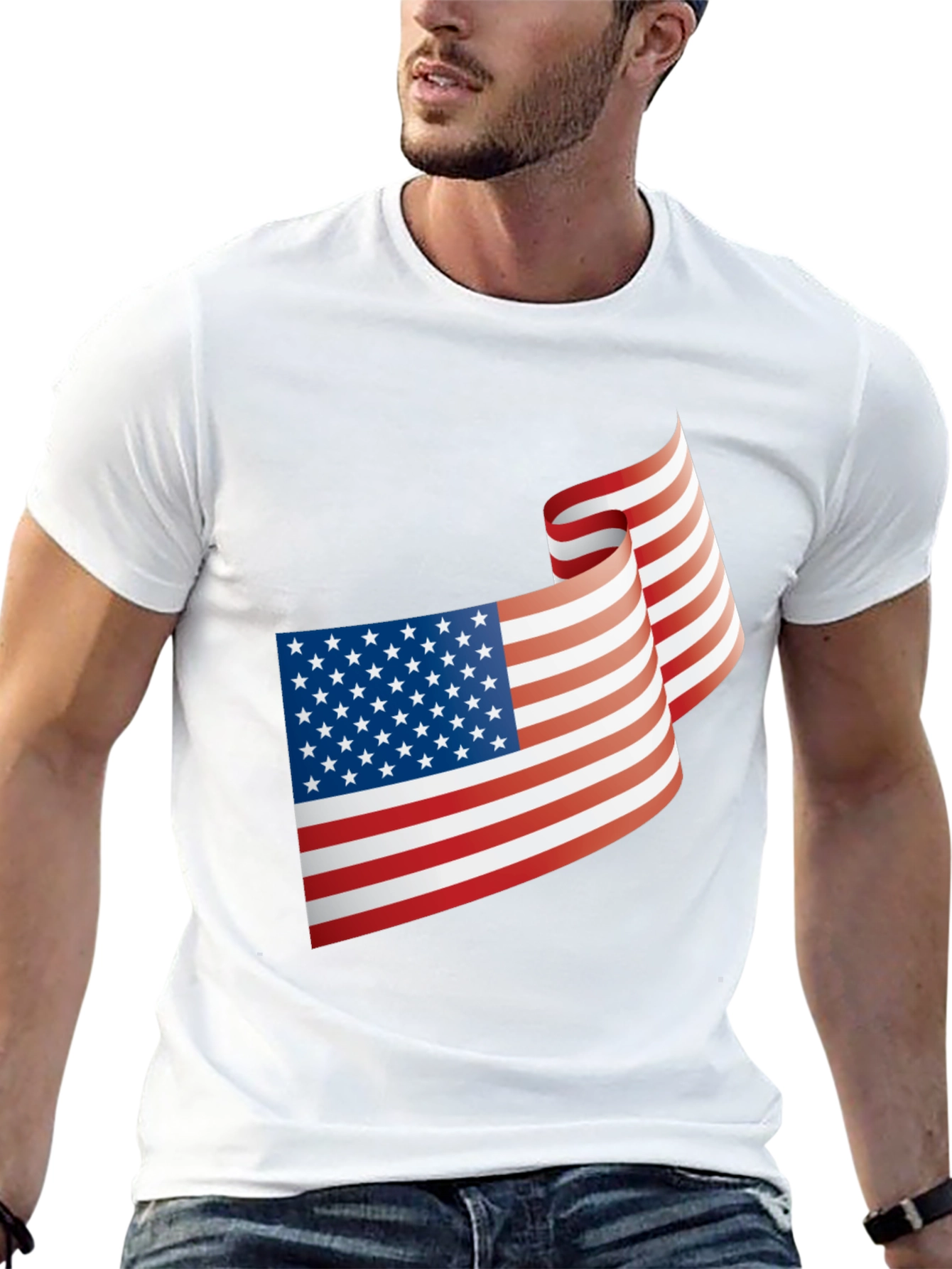 Patriotic USA Flag Graphic Black T-Shirt