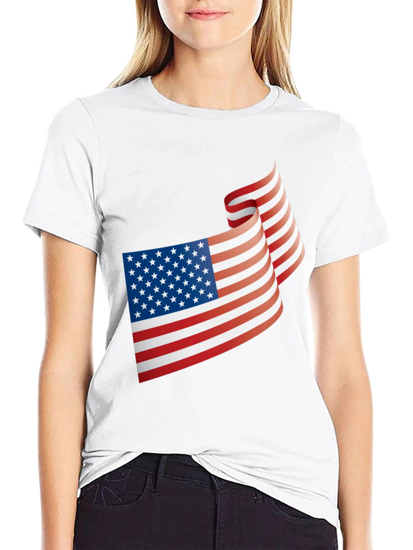 Patriotic USA Flag Graphic Black T-Shirt