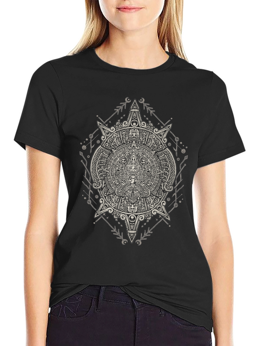 Aztec Calendar Graphic Print Mens T-Shirt