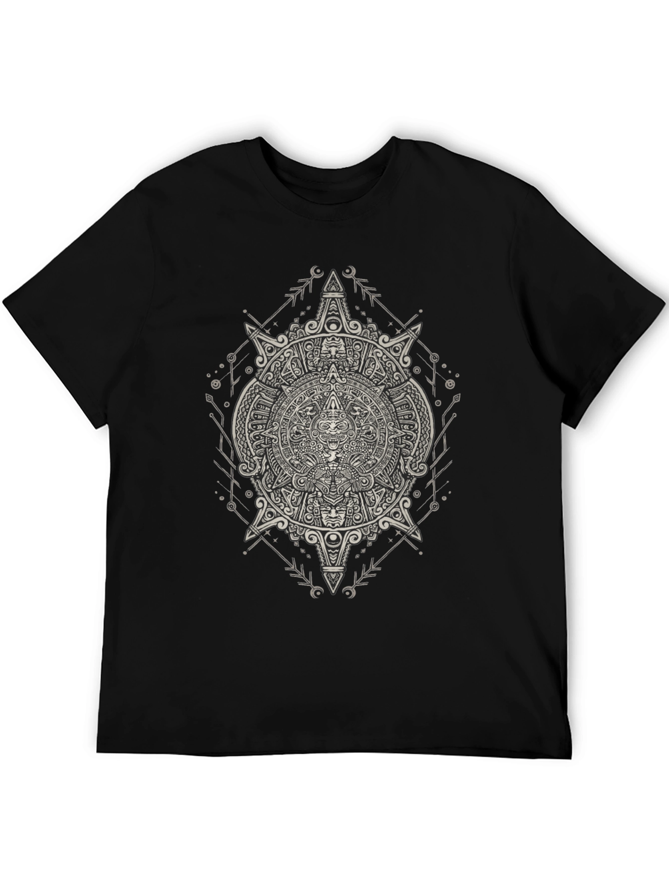 Aztec Calendar Graphic Print Mens T-Shirt