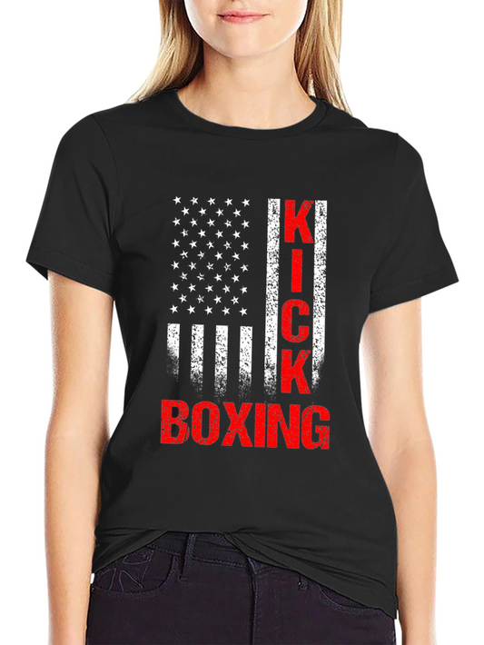 Kickboxing American Flag Graphic T-Shirt