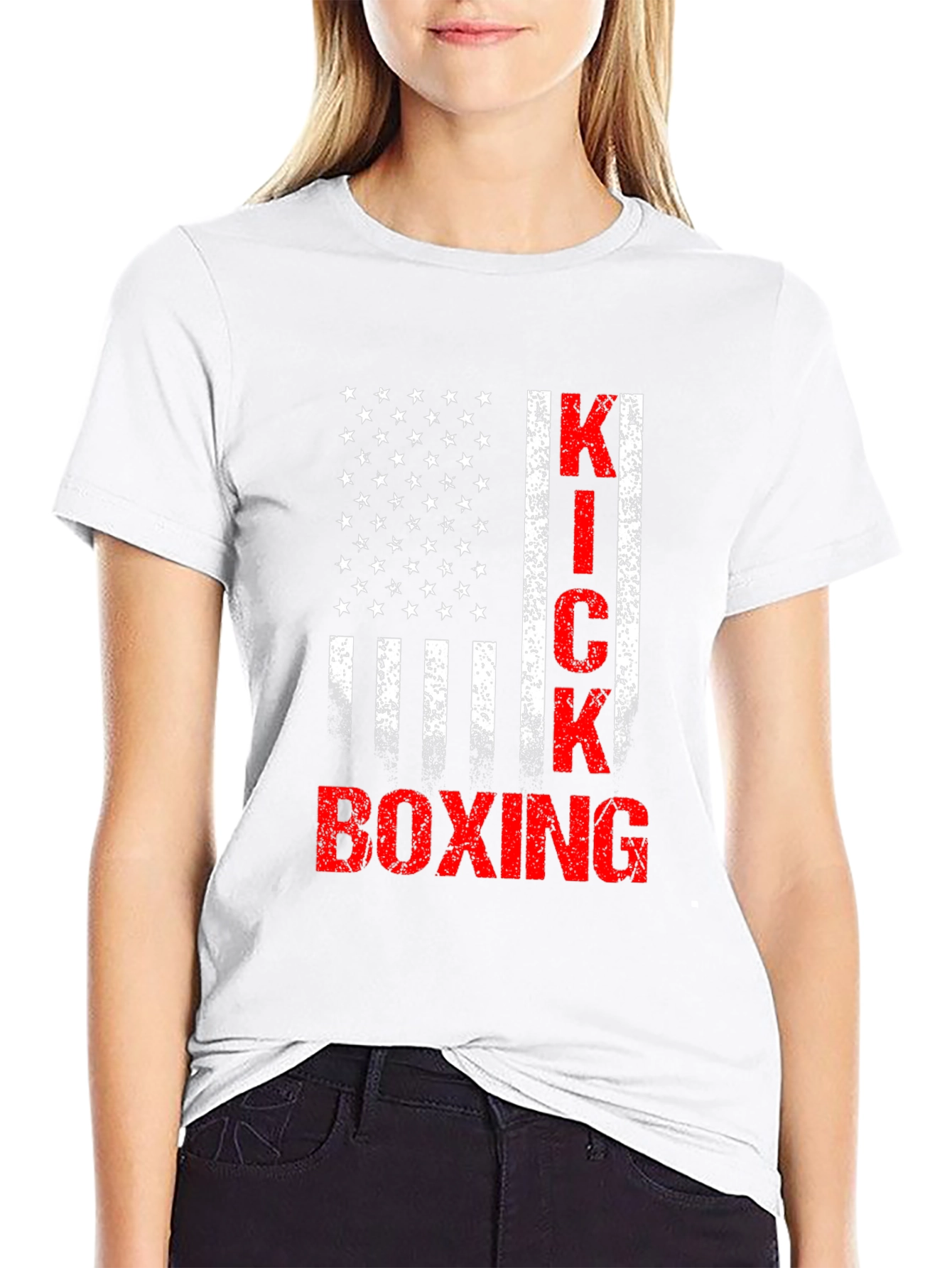 Kickboxing American Flag Graphic T-Shirt