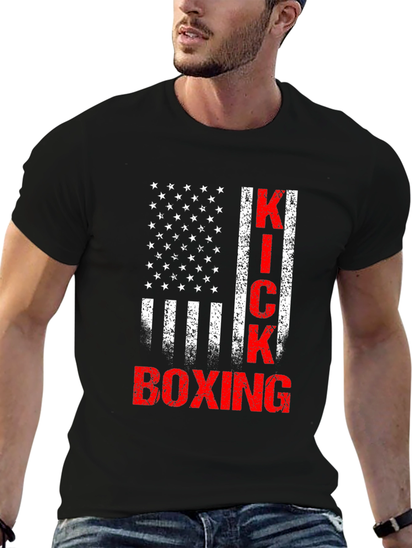 Kickboxing American Flag Graphic T-Shirt