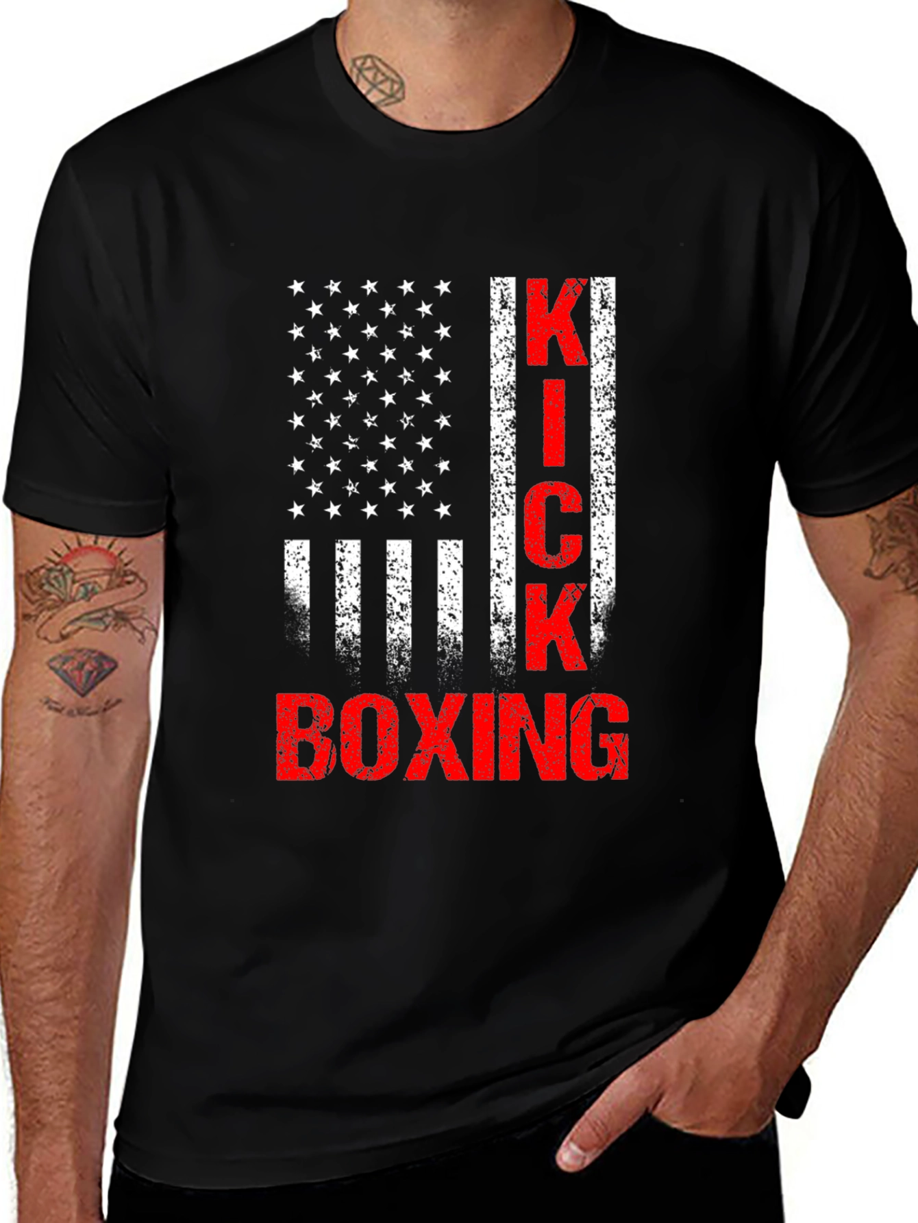 Kickboxing American Flag Graphic T-Shirt