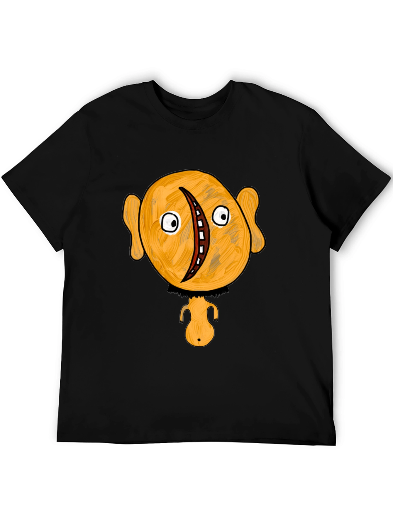 Unique Cartoon Character Graphic Black T-Shirt