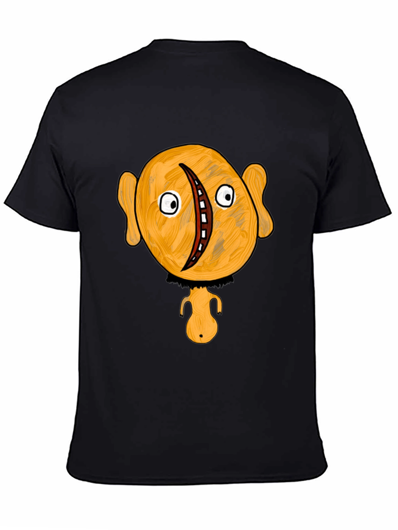 Unique Cartoon Character Graphic Black T-Shirt