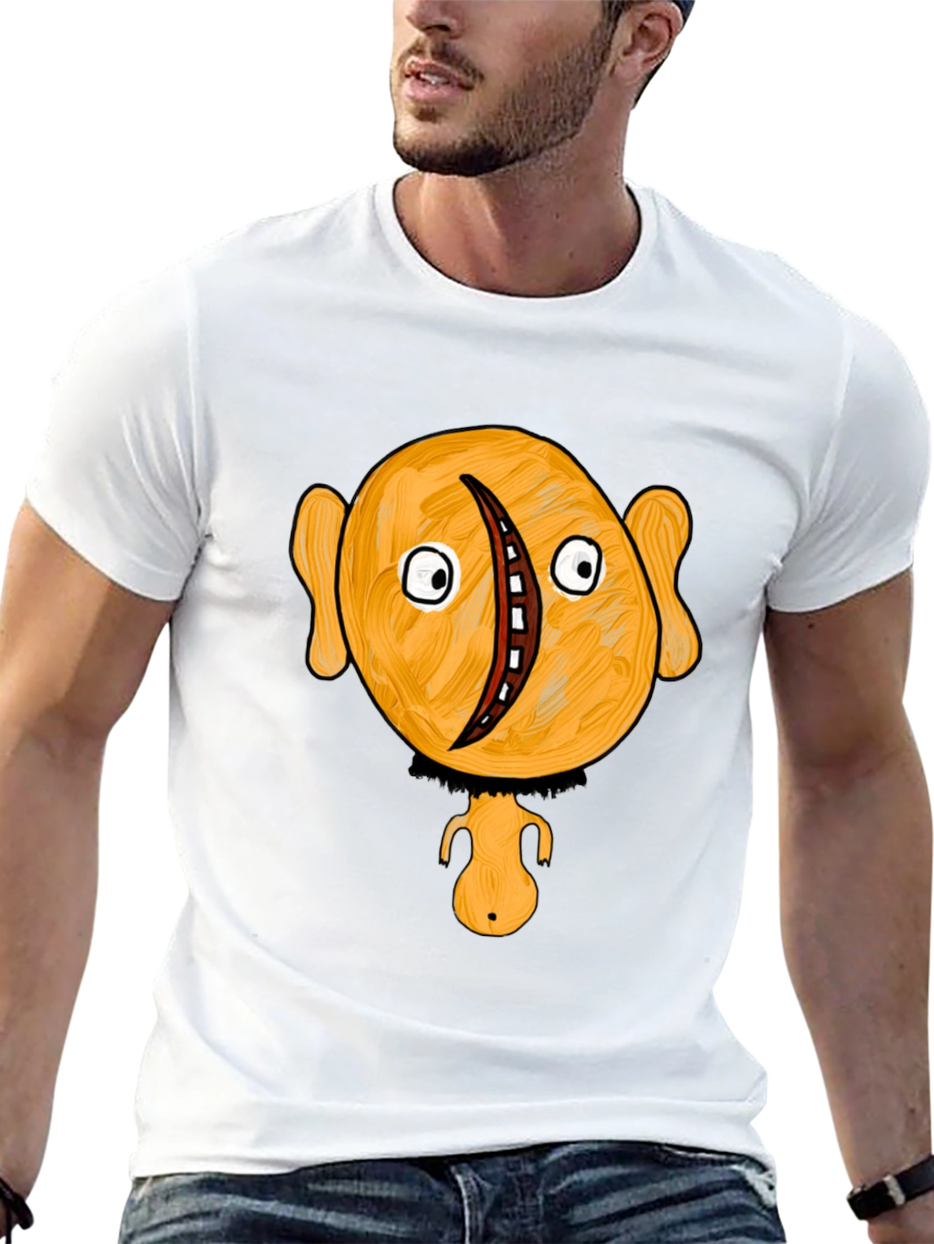 Unique Cartoon Character Graphic Black T-Shirt