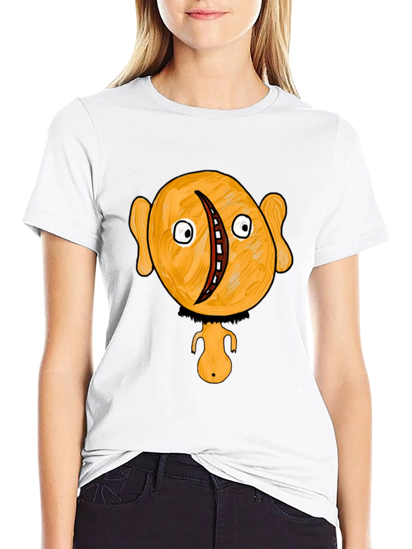 Unique Cartoon Character Graphic Black T-Shirt