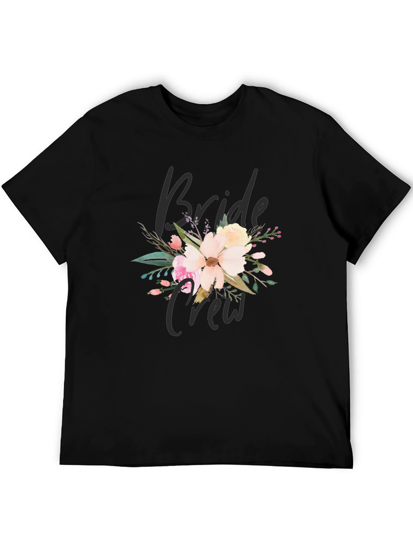 Bride Crew Floral T-Shirt - Black