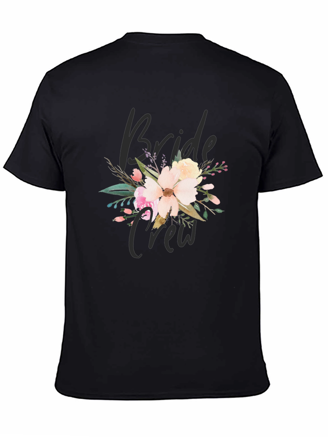 Bride Crew Floral T-Shirt - Black