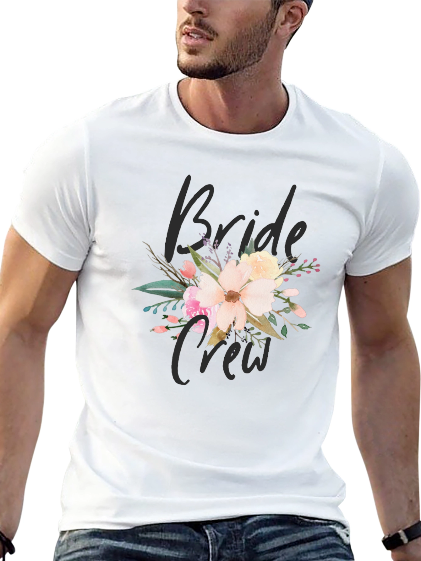 Bride Crew Floral T-Shirt - Black