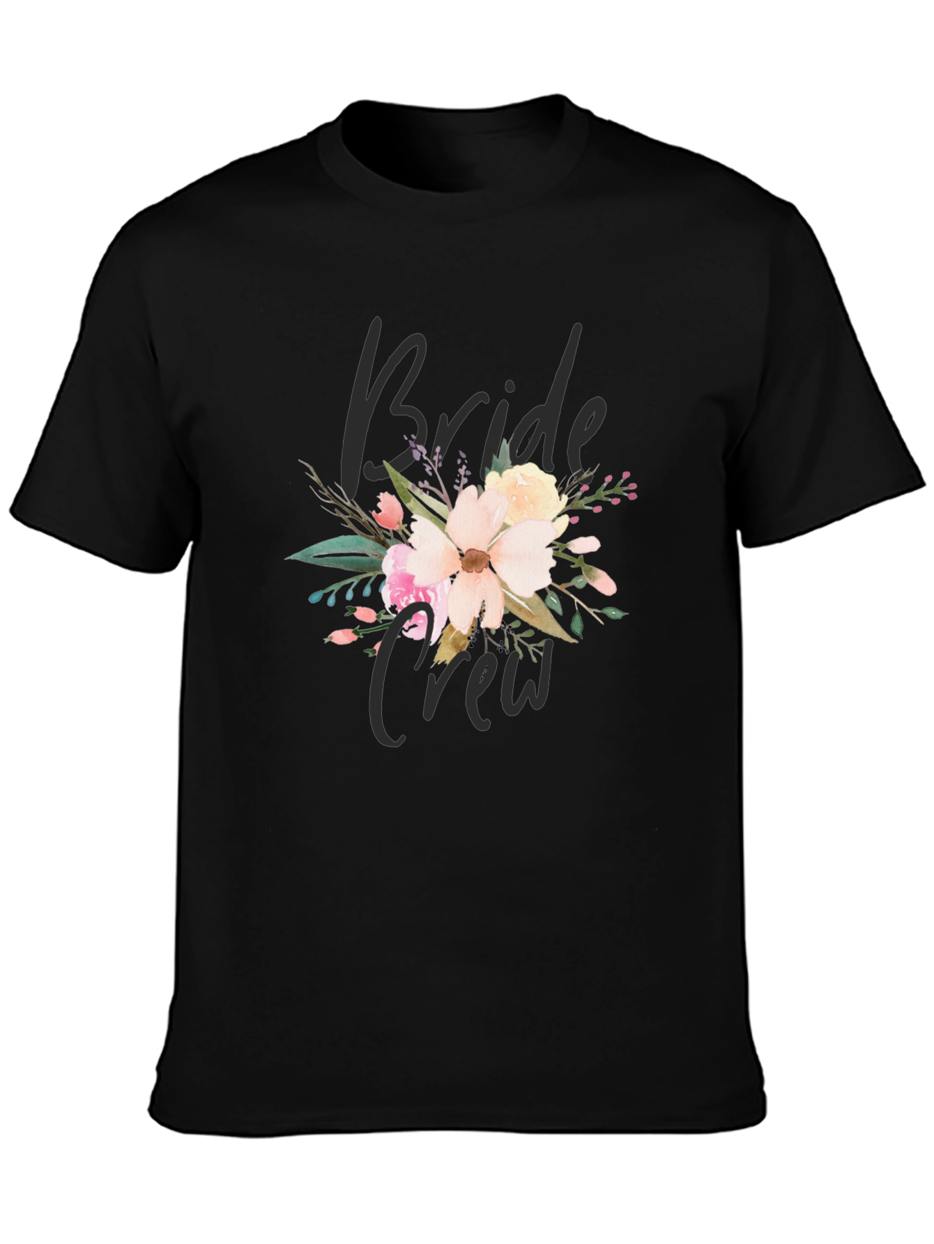 Bride Crew Floral T-Shirt - Black