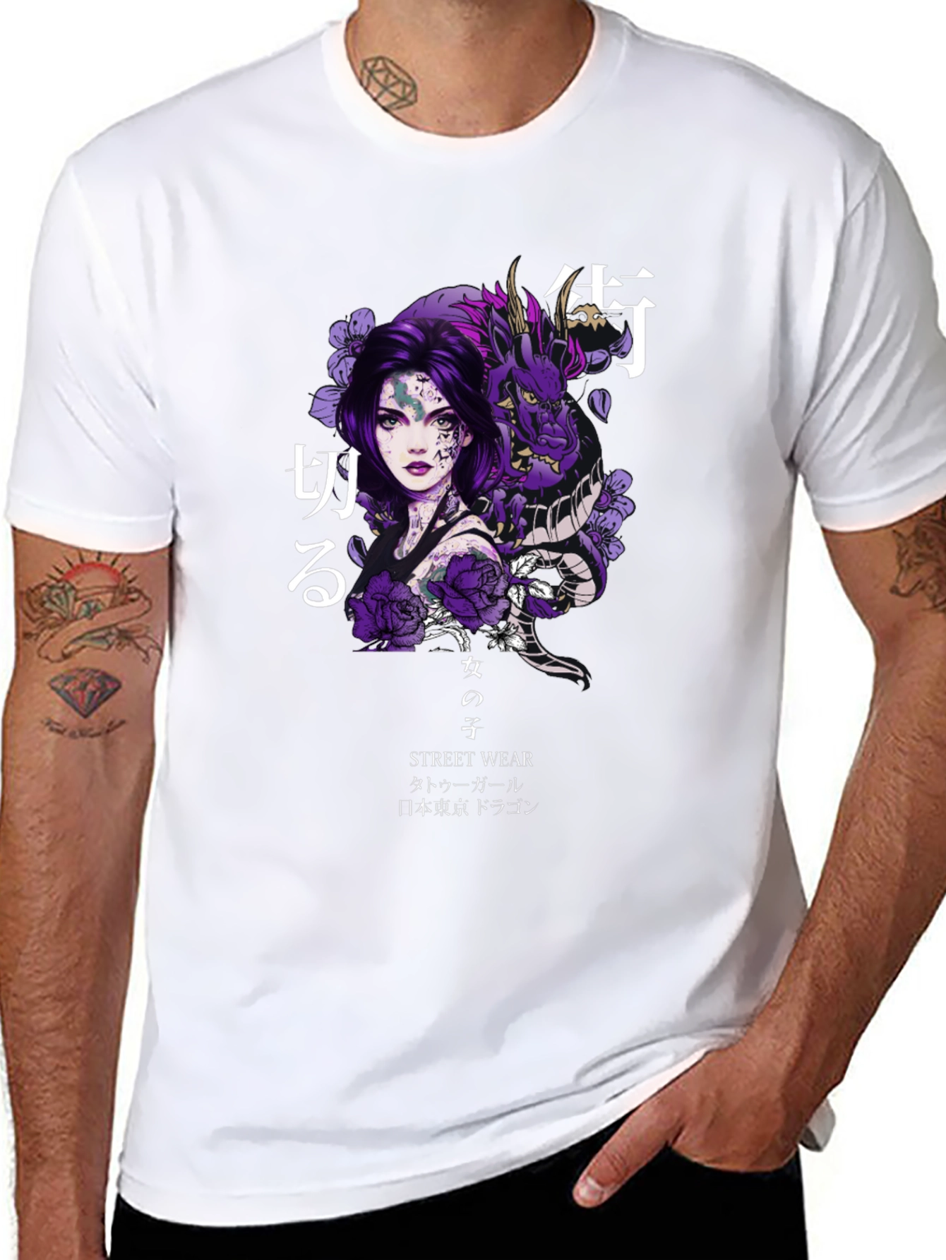 Anime Girl Dragon Graphic Tee - Streetwear Style