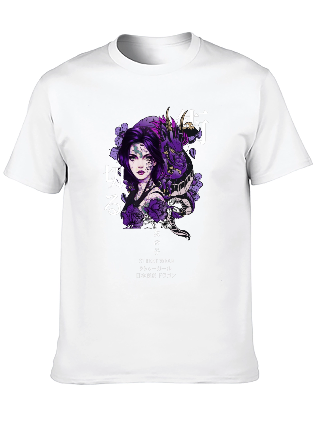 Anime Girl Dragon Graphic Tee - Streetwear Style