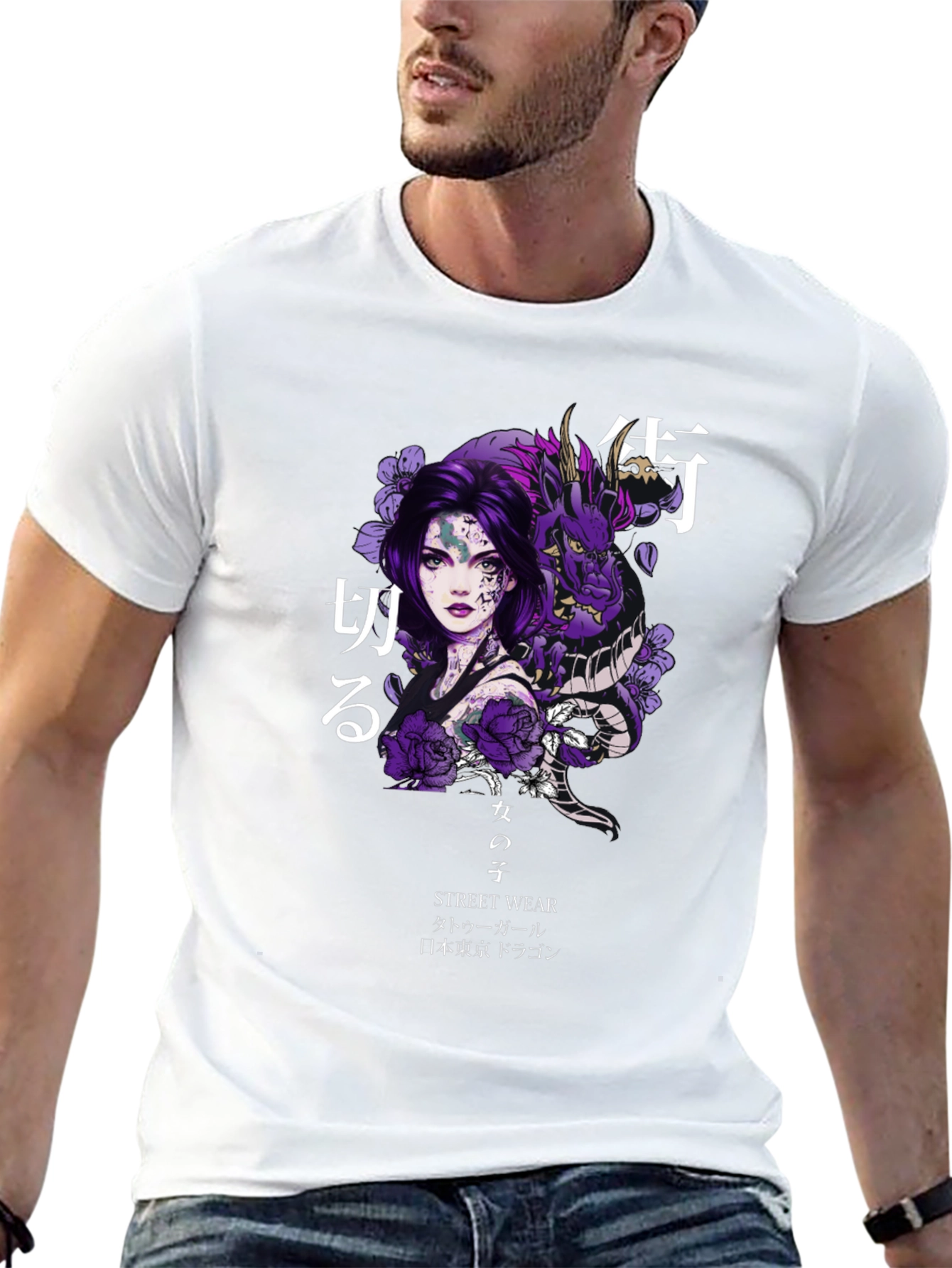 Anime Girl Dragon Graphic Tee - Streetwear Style