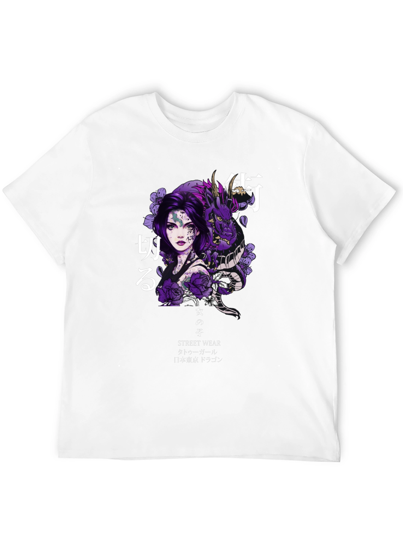 Anime Girl Dragon Graphic Tee - Streetwear Style