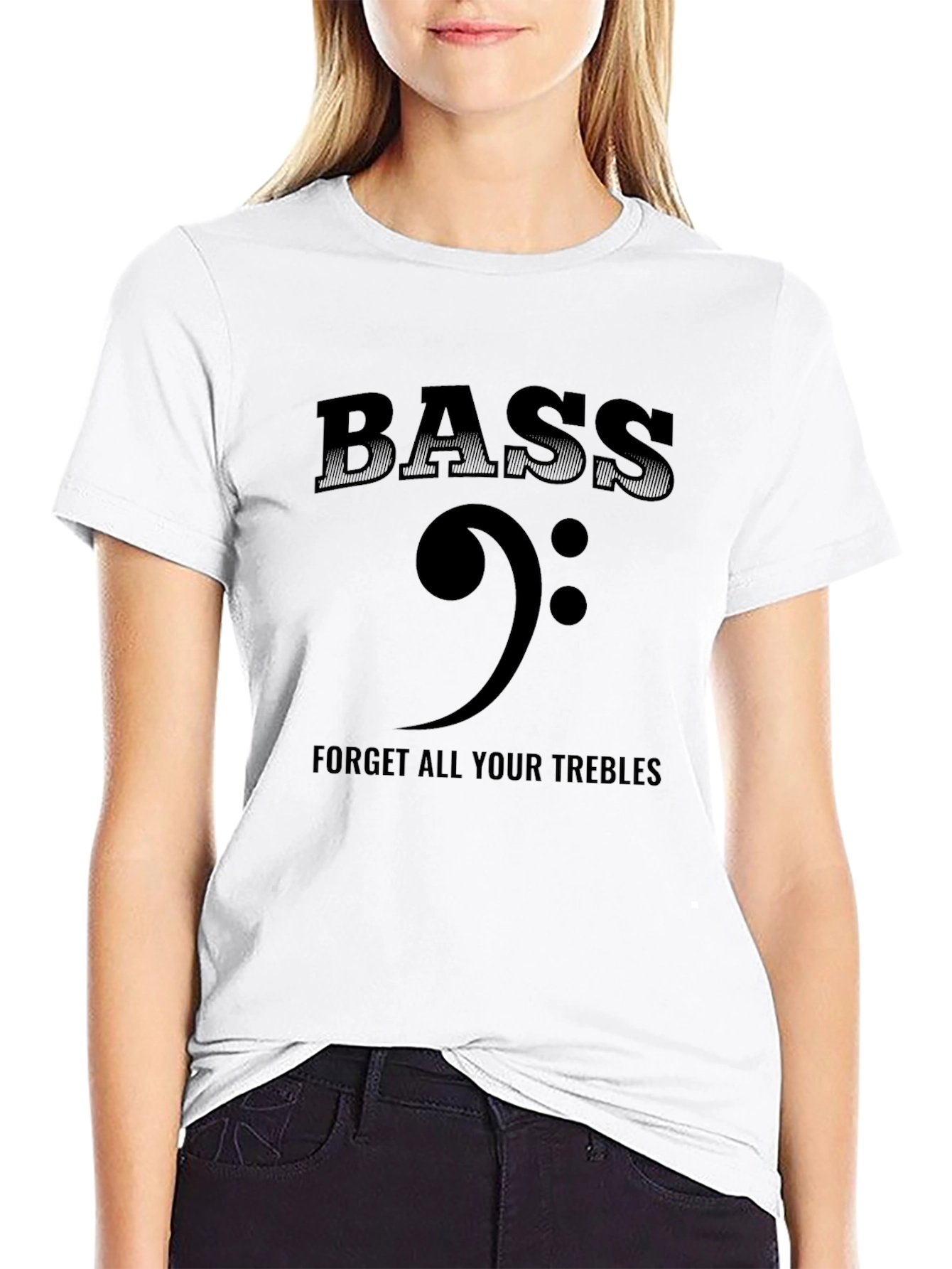 Bass Clef Music T-Shirt - Forget Your Trebles