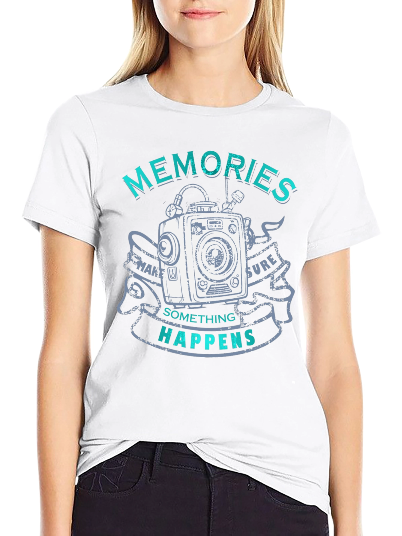 Memories Happen Graphic T-Shirt - Unique Camera Design