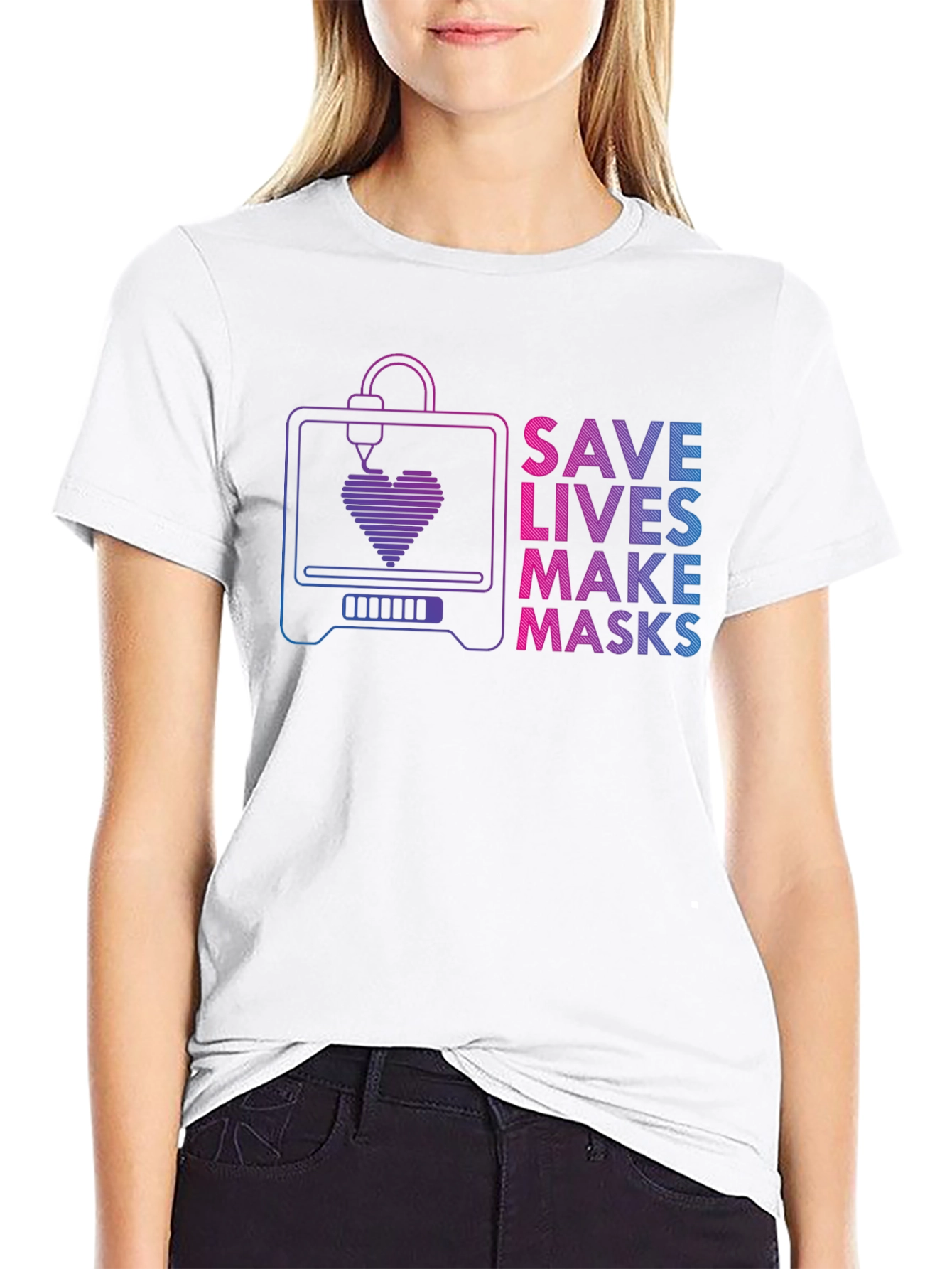 Save Lives Make Masks 3D Printer T-Shirt