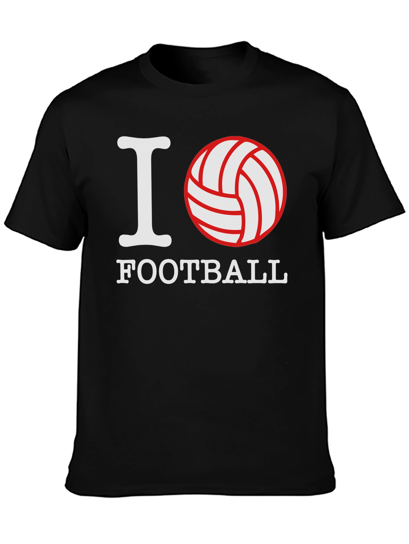 I Love Football Graphic Tee - Black Cotton T-Shirt