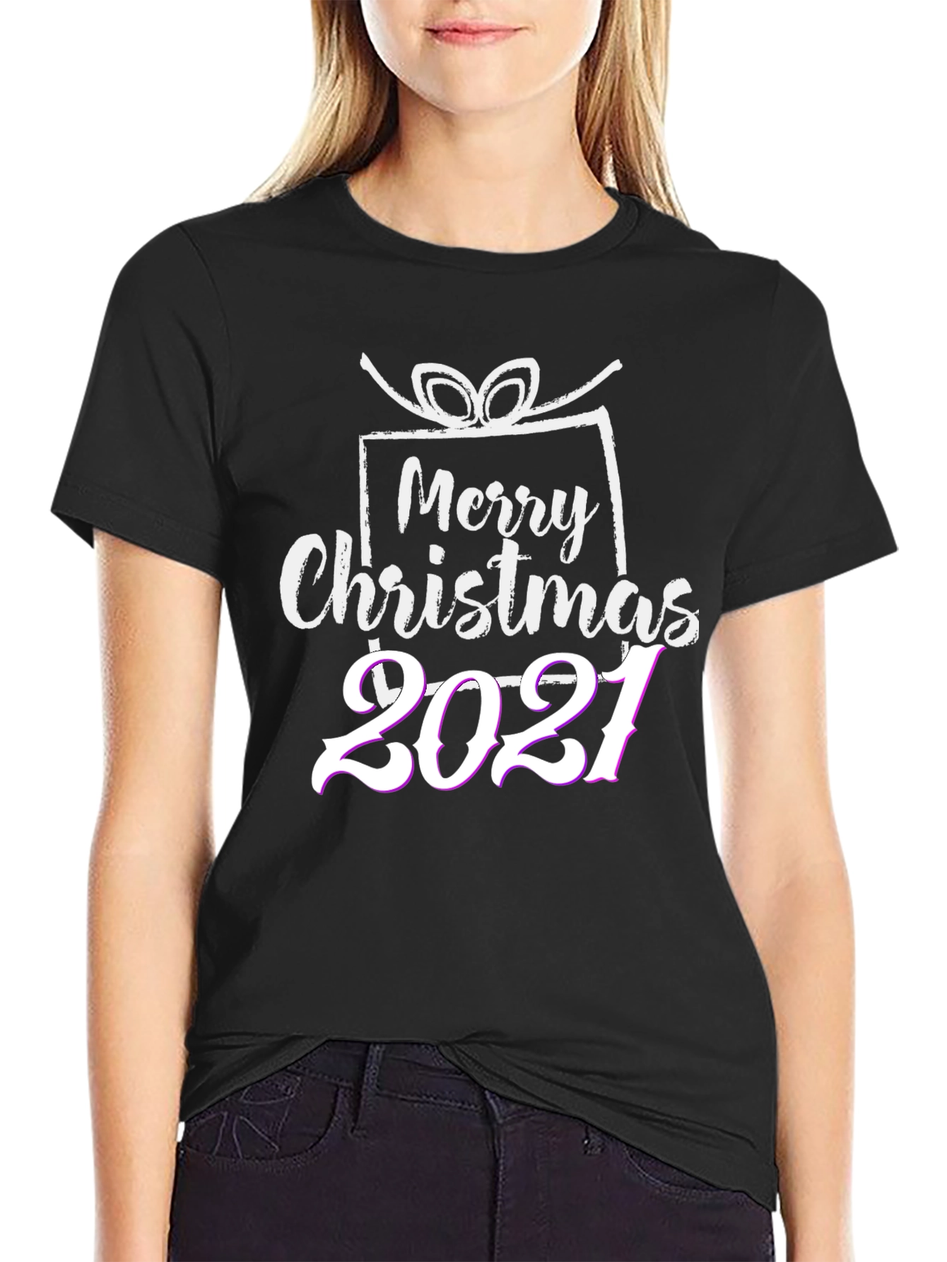 Merry Christmas 2021 Black T-Shirt