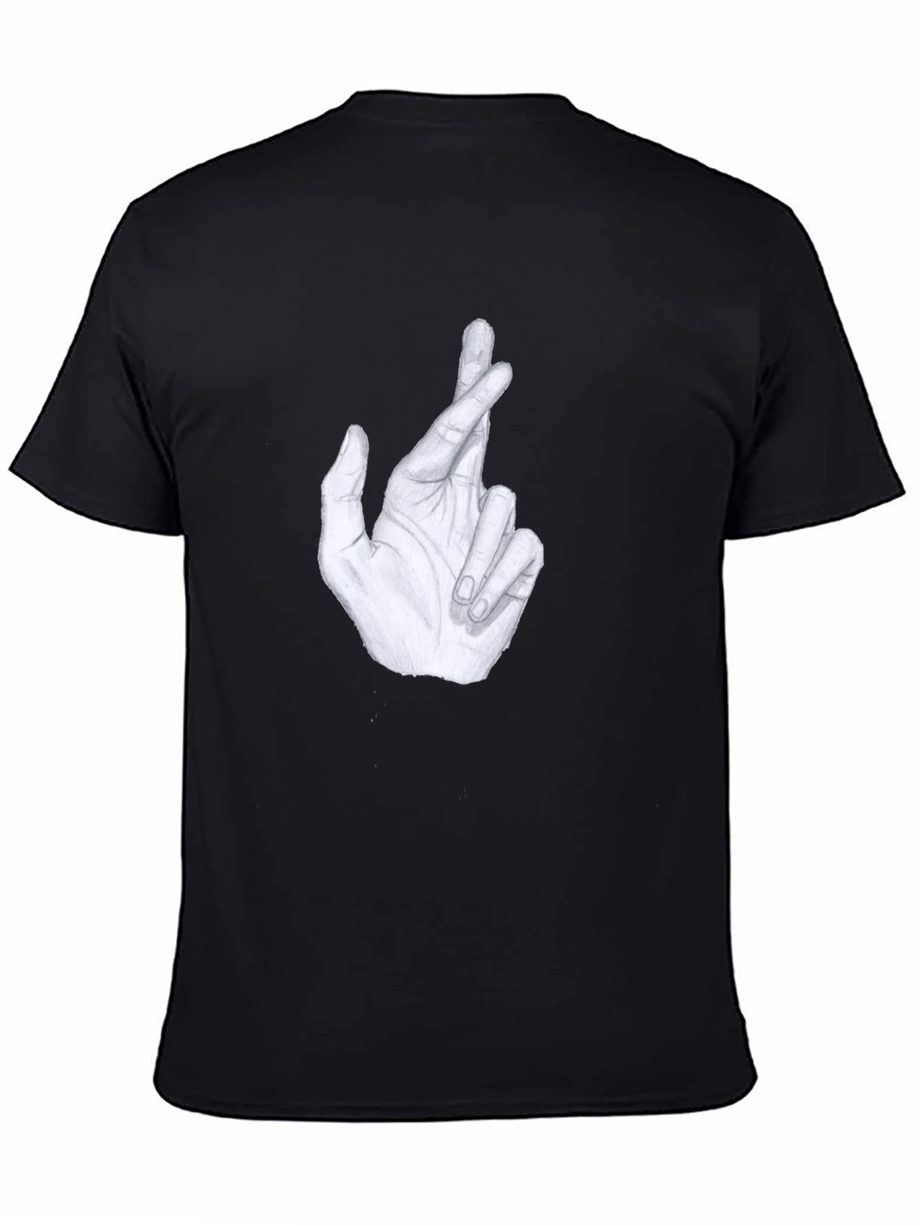 Crossed Fingers Graphic Tee - Stylish Mens Black T-Shirt