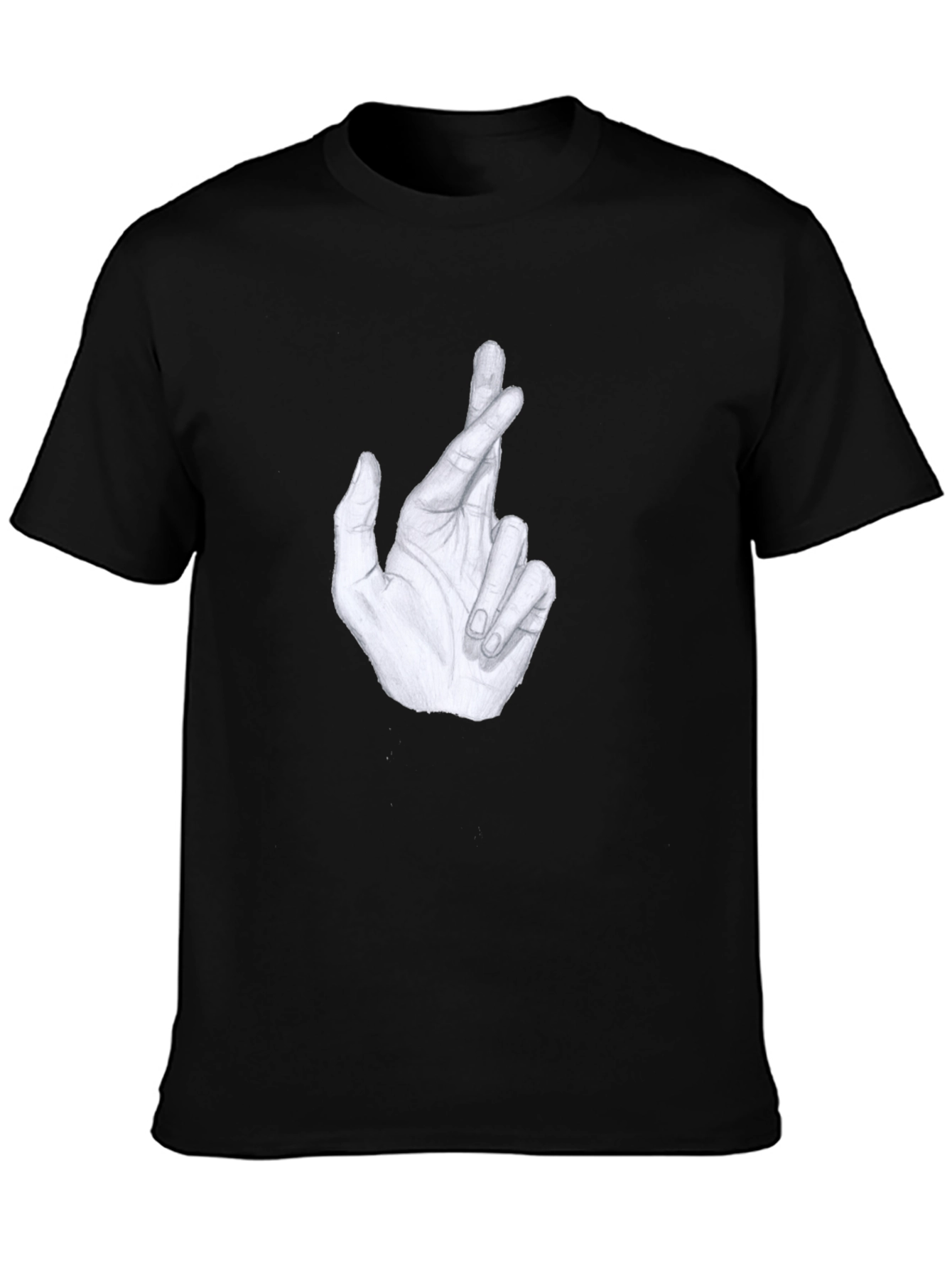 Crossed Fingers Graphic Tee - Stylish Mens Black T-Shirt