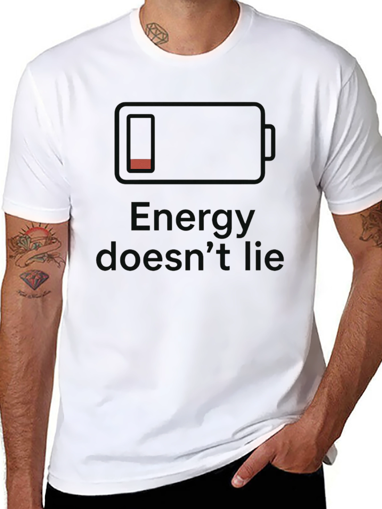 Energy Doesnt Lie Low Battery Black T-Shirt