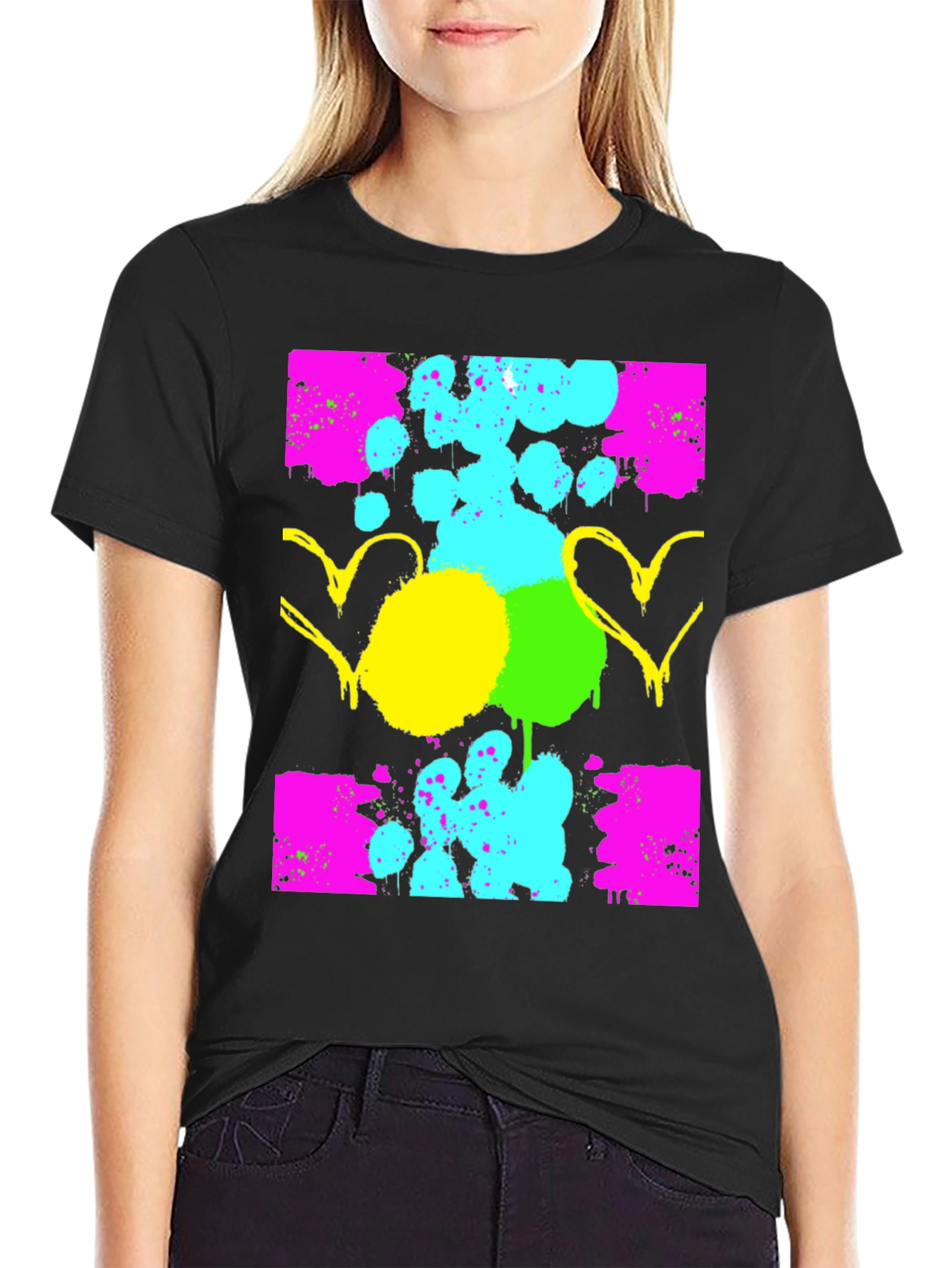Funky Graphic Print Black T-Shirt