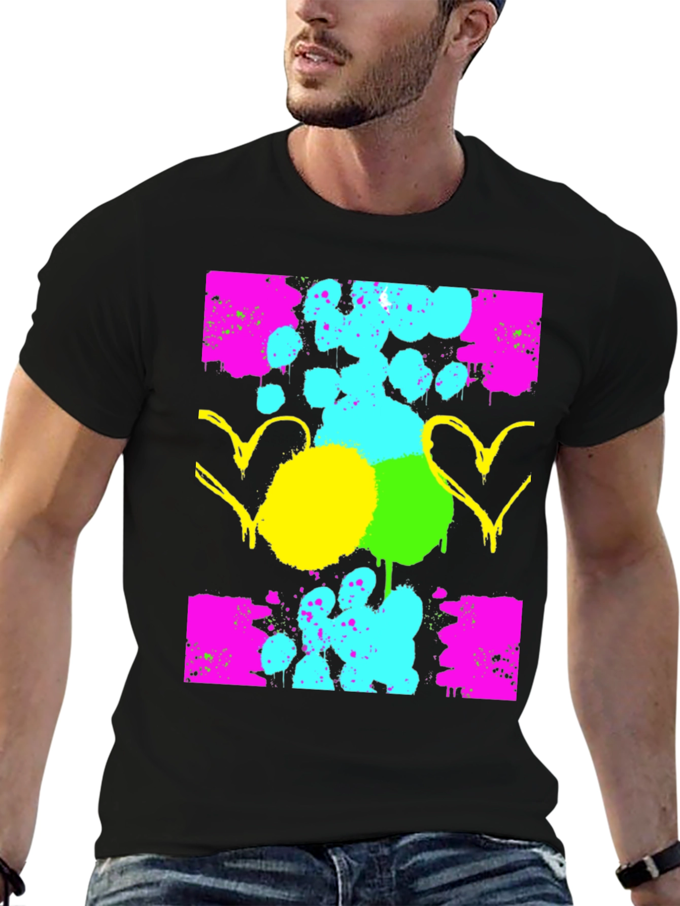 Funky Graphic Print Black T-Shirt