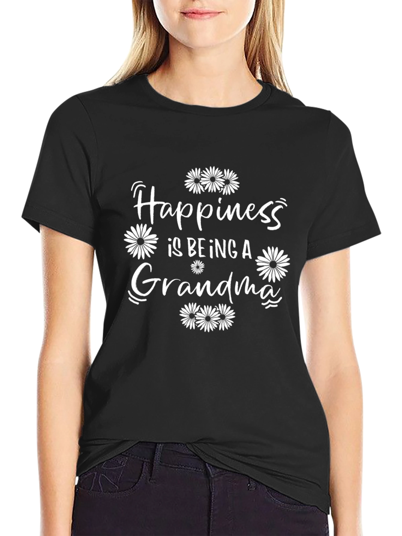 Happiness is Being a Grandma Black T-Shirt