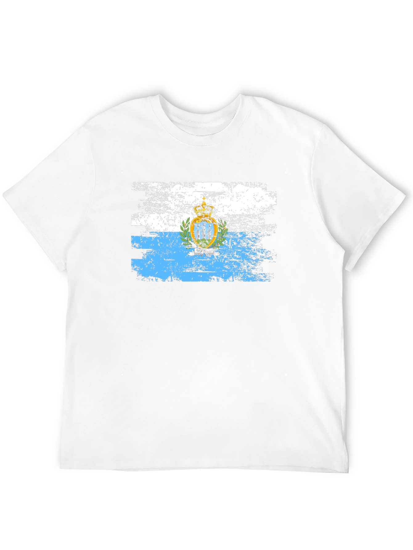San Marino Flag Distressed Black T-Shirt