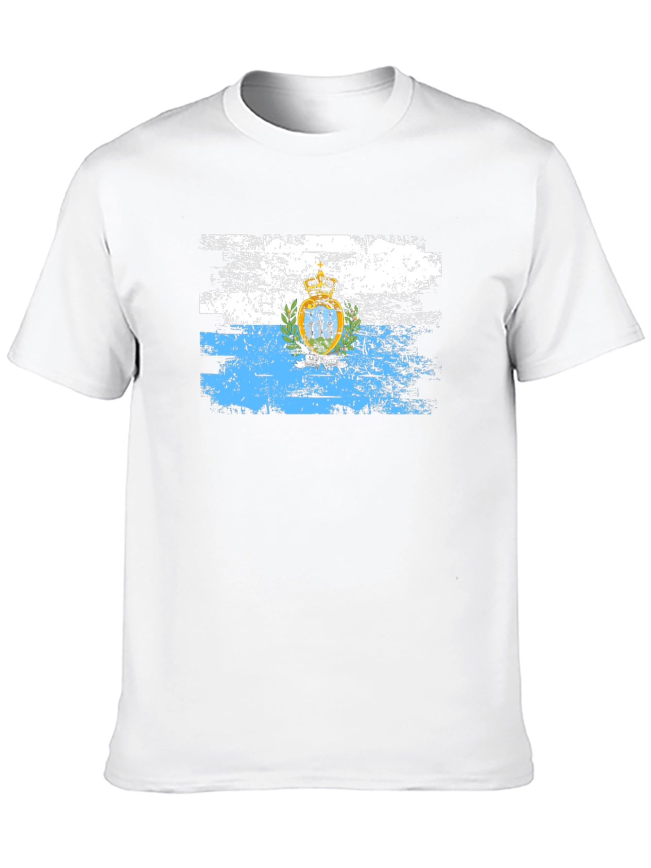 San Marino Flag Distressed Black T-Shirt