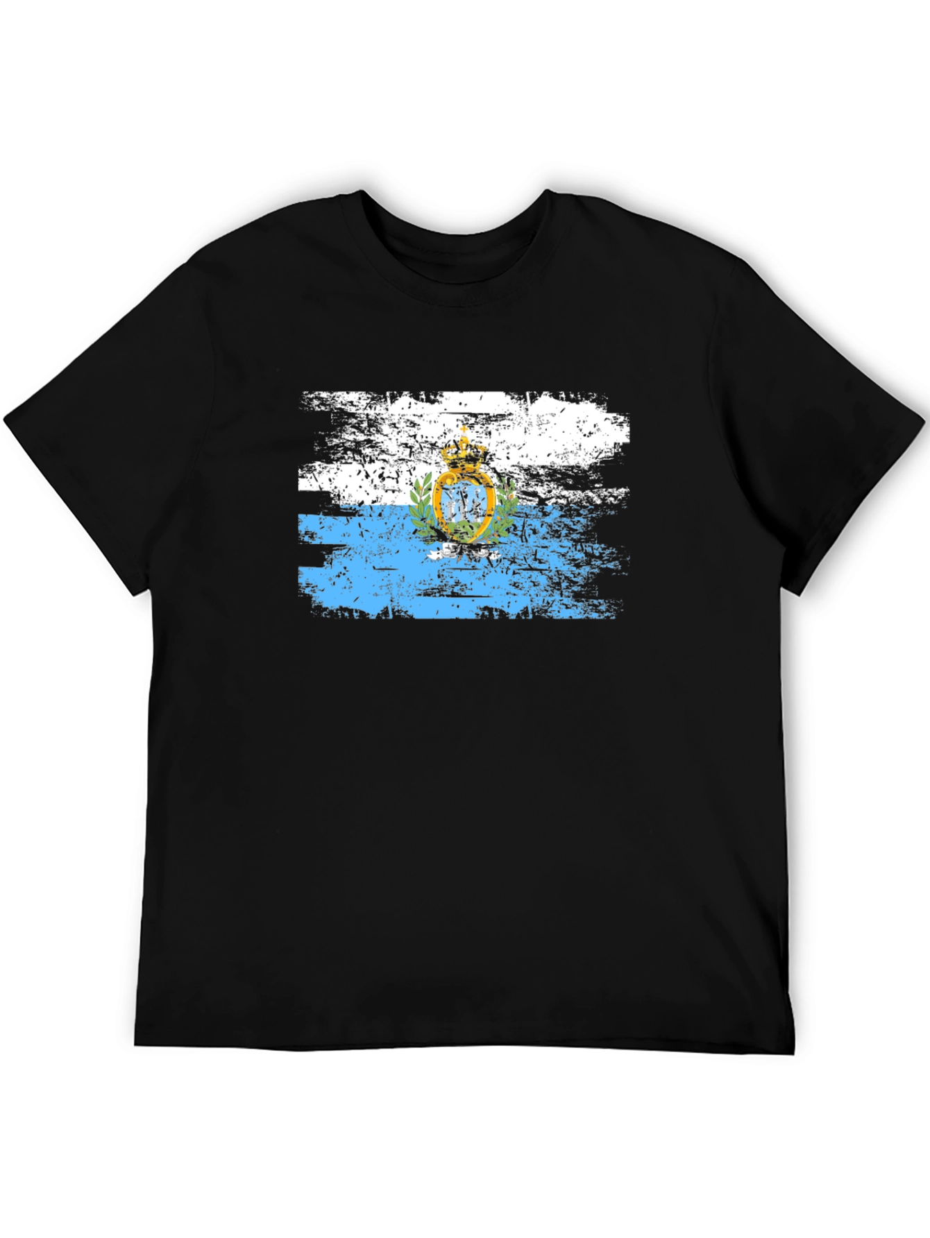 San Marino Flag Distressed Black T-Shirt
