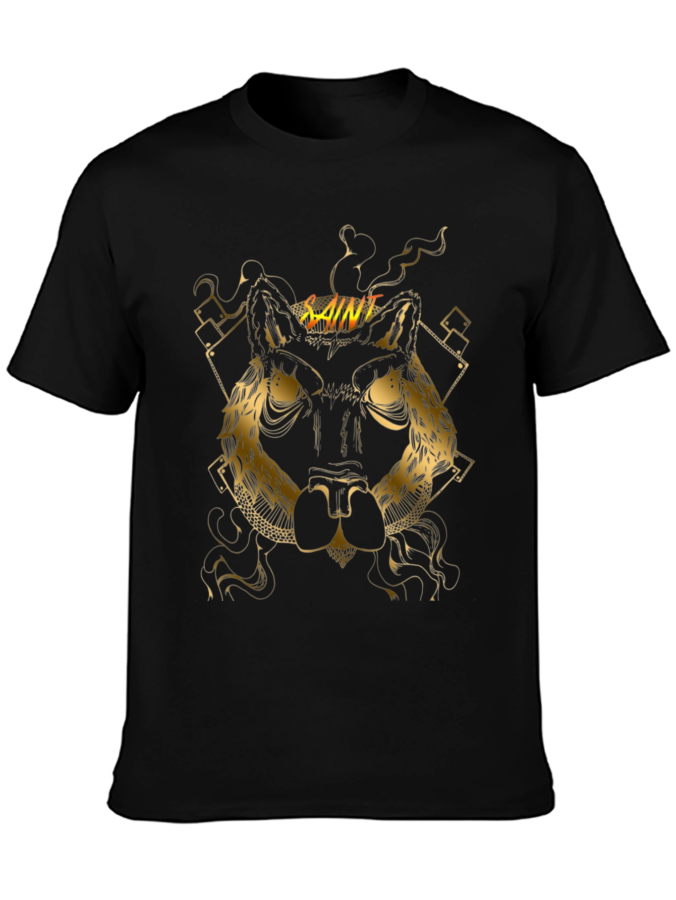 Saint Wolf Graphic Print Black T-Shirt
