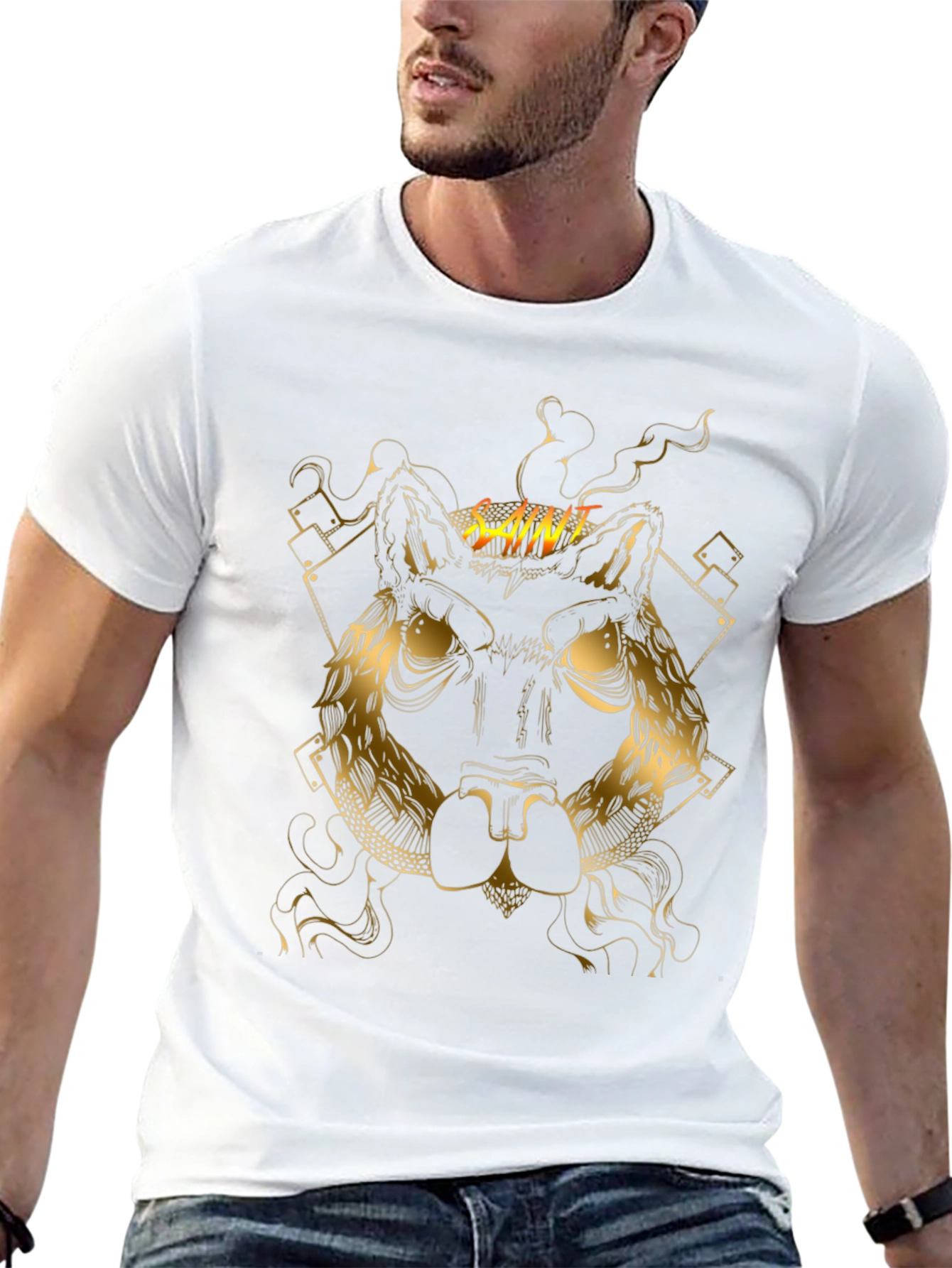 Saint Wolf Graphic Print Black T-Shirt
