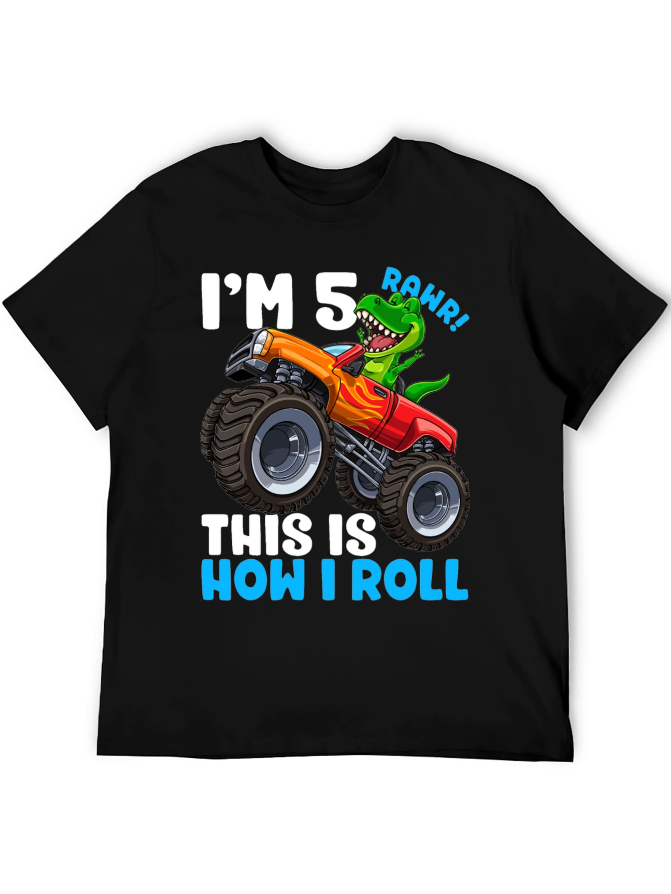 5th Birthday Monster Truck Dinosaur T-Shirt