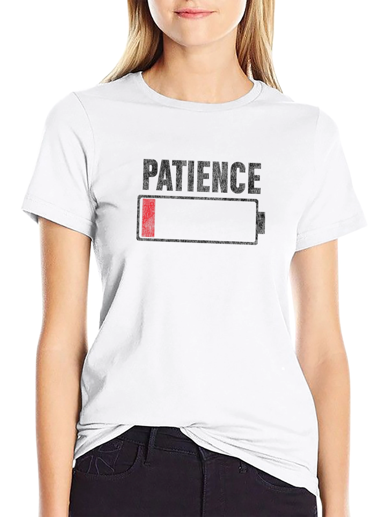 Patience Low Battery Black Graphic Tee