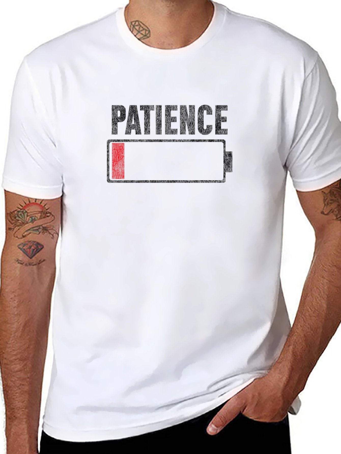 Patience Low Battery Black Graphic Tee